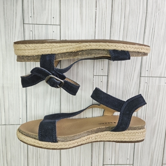 Lucky Brand Gabrien Suede Espadrille Sandals in Blue and Tan Size 6 - Picture 8 of 10